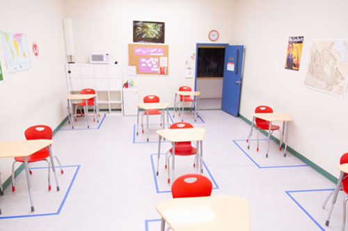 Socially distanced classroom