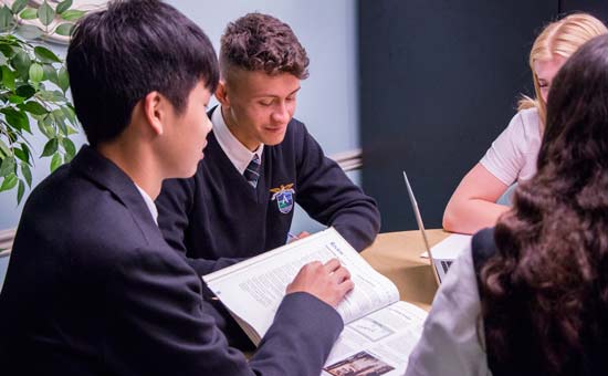 Group of Alexander Academy students studying together