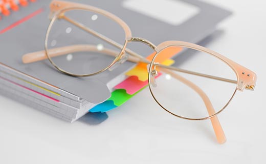 Eye glasses with spiral notebook